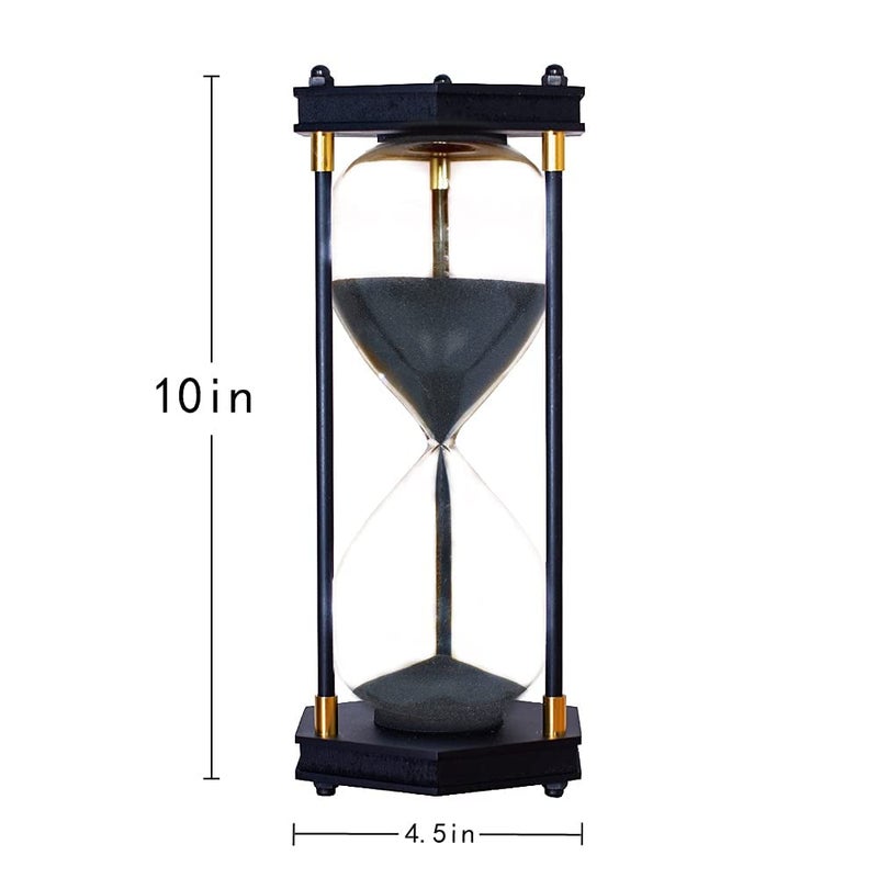 AKAKA MUNING Large Hourglass Timer 60 Minute, Decorative Hexagon Frame Sandglass with Black Sand - Image 3